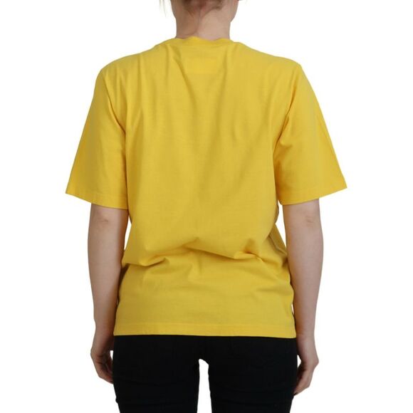Dsquared² Yellow Logo Print Cotton Crewneck Easy Tee Women's T-shirt (Pre-Owned) - Picture 3 of 5